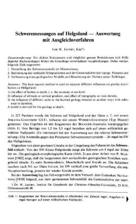 Schweremessungen auf Helgoland - Auswertung mit Ausgleichsverfahren