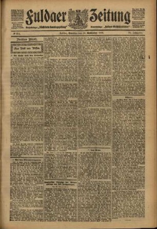 Dritte Ausgabe vom Samstag, den 18. September 1909.