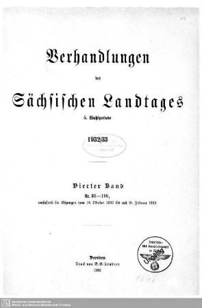 5. Wahlper. 4.1930/33: Verhandlungen des Sächsischen Landtages