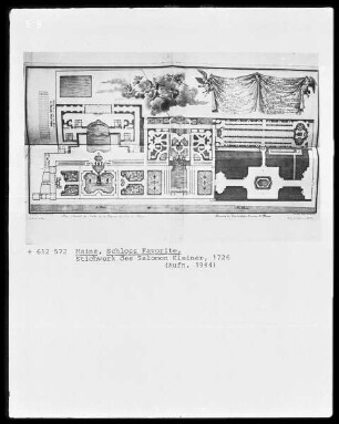 Mainz, Stichwerk zum Schloss Favorite: Grundriss des Schlosses und des Gartens