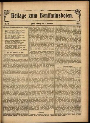 Zweite Ausgabe vom Sonntag, den 27. November 1910.