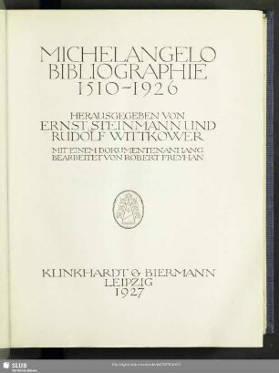 Michelangelo-Bibliographie 1510 - 1926