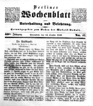 No. 41, Sonnabend, den 13. Oktober 1849.