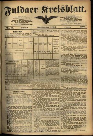 Erste Ausgabe vom Samstag, den 11. April 1908.