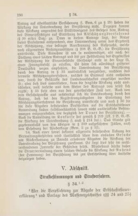 V. Abschnitt. Strafbestimmungen und Strafverfahren