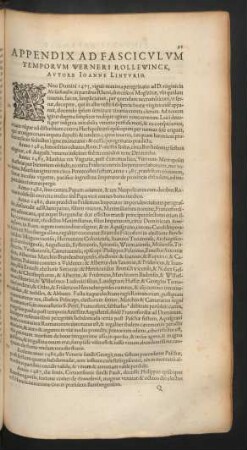Appendix Ad Fasciculum Temporum Werneri Rollewinck, Autore Ioanne Linturio.