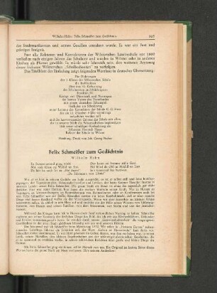 Felix Schmeißer zum Gedächtnis