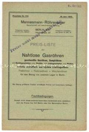 Preisliste über nahtlose Gasrohre