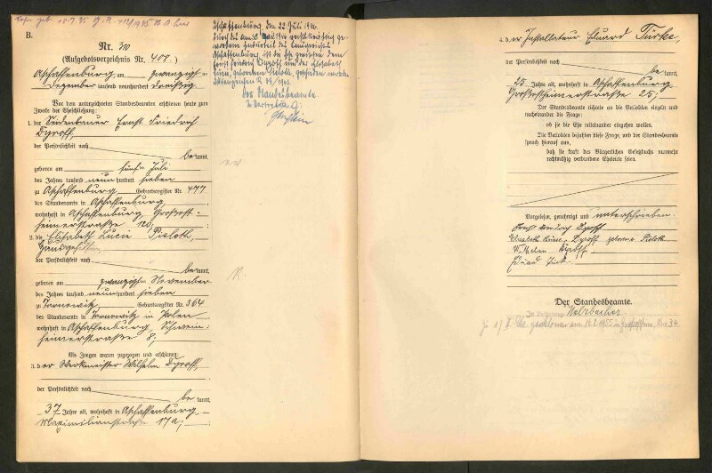 Standesamtsbuch der Stadt Aschaffenburg: Eheschließungen 252/1930 - 130/1931