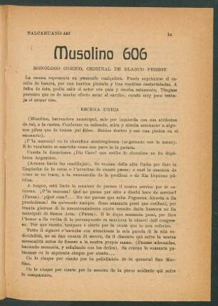 Musolino 606 : Monólogo cómico