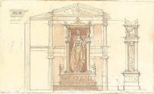 Bühlmann, Josef; Studienblätter und Reiseskizzen - Athena - Altar (Ansicht, Schnitt, Detail)