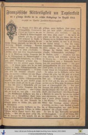 Französische Ritterligkeit un Tapferkeit.
