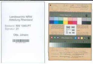 Entnazifizierung Johann Otte , geb. 14.12.1895 (Postbeamter)