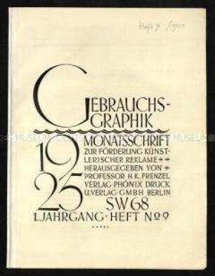 Zeitschrift für Werbegestaltung. 1. Jahrgang, Heft 9. 1925