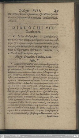 Dialogus VIII. Garrientes