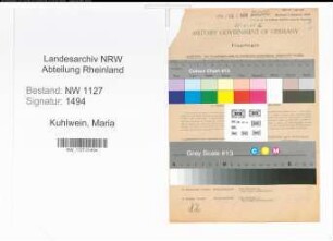 Entnazifizierung Maria Kuhlwein , geb. 30.07.1911 (Lehrerin)