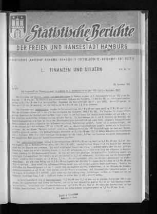 Die kassenmäßigen Steuereinnahmen in Hamburg im 2. Rechnungsvierteljahr 1957 (Juli - September 1957) : Lfd. Nr. 10