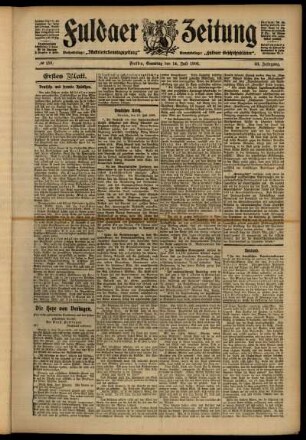 Erste Ausgabe vom Samstag, den 14. Juli 1906.