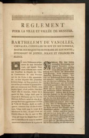 1-8, Reglement Pour La Ville Et Vallée De Munster