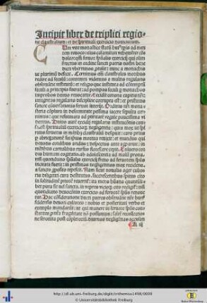 Incipit liber de triplici regione claustralium…