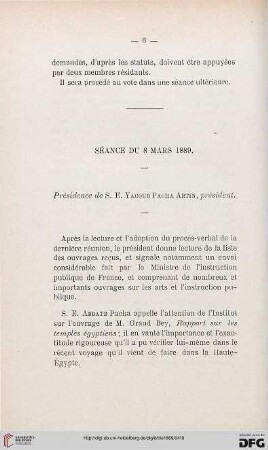 Séance du 8 mars 1889