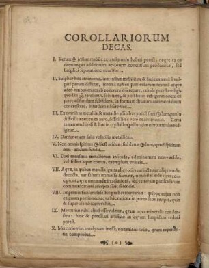 Corollariorum Decas.