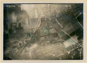 Foto vermuteter feindlicher Batterie-Stellungen bei Mazingarbe (Luftbild)