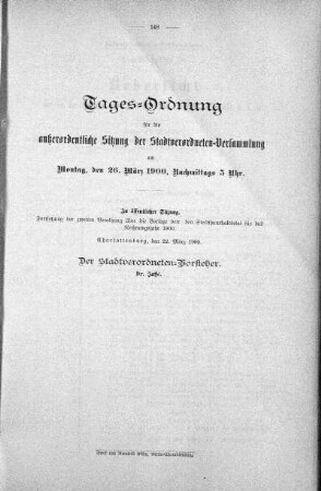 Tages-Ordnung, 26. März 1900