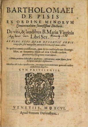 Quadragesimale de vita, et laudibus B. Mariae Virg. : libri VI.