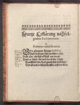Kurze Erklärung nachfolgender Emblematum.