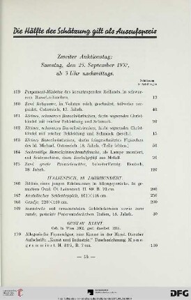 Zweiter Auktionstag: Samstag, den 25. September 1937, ab 3 Uhr nachmittags (Nr. 159-317)