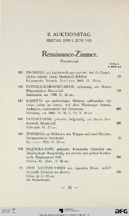 II. Auktionstag: Freitag, den 9. Juni 1933 (Nr. 185-365)
