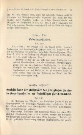 Zweiter Abschnitt. Gerichtsstand der Mitglieder des Königlichen Hauses in Angelegenheiten der freiwilligen Gerichtsbarkeit