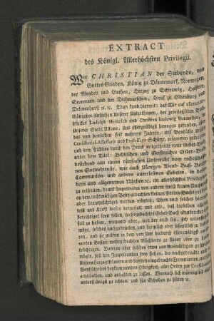 Extract des Königl. Allerhöchsten Privilegii.