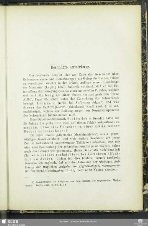 Besondere Anmerkung.