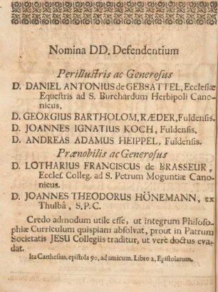 Nomina DD. Defendentium.