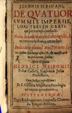De Quatuor Summis Imperiis : Libri Tres In Gratiam iuventutis confecti