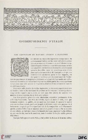 3. Pér. 24.1900: Une exposition de maîtres anciens à Florence : correspondance d'Italie