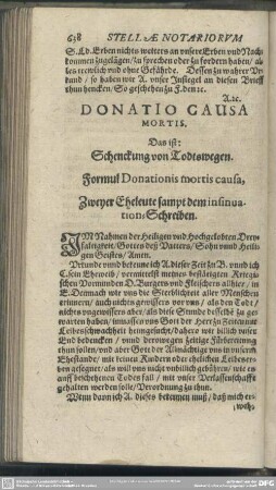 Donatio Causa Mortis, Das ist: Schenckung von Todtswegen