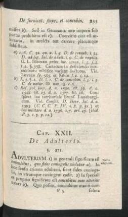 Cap. XXII. De Adulterio