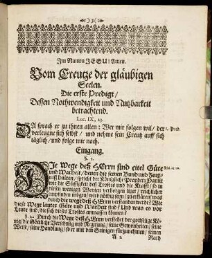 Die erste Predigt/ Dessen Nothwendigkeit und Nutzbarkeit betrachtend.