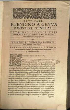 Annales Minorum : in quibus res omnes trium ordinum a S. Francisco institutorum ex fide ponderosius asseruntur ..., 1