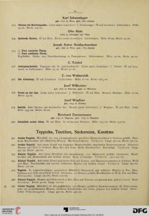 Teppiche, Textilien, Stickereien, Kostüme (Nr. 521-615)