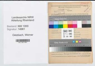 Entnazifizierung Werner Oetzbach, geb. 16.03.1907 (Ingenieur)