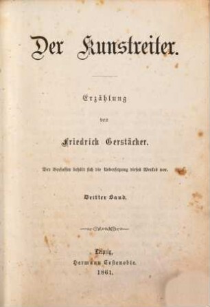 Der Kunstreiter : Erzählung, 3. Band