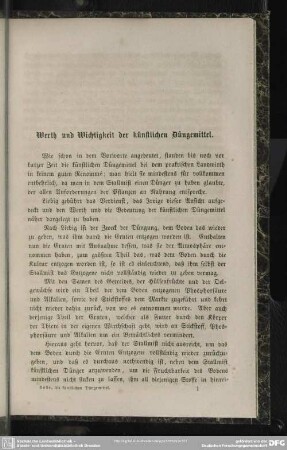 Werth und Wichtigkeit der künstlichen Düngemittel