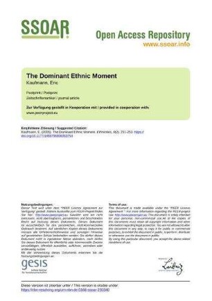 The Dominant Ethnic Moment