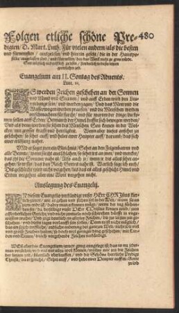 Folgen etliche schöne Predigten/ D. Mart. Luth. ...