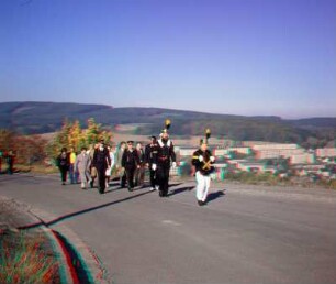 3.10.1990, "Letzte Schicht": Bergaufzug zum Bergwerk