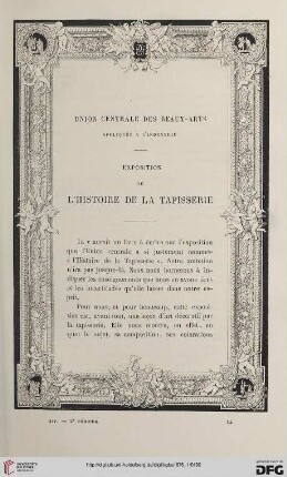 2. Pér. 14.1876: Exposition de l'histoire de la tapisserie, [1] : Union Centrale des Beaux-Arts Appliqués à l'Industrie